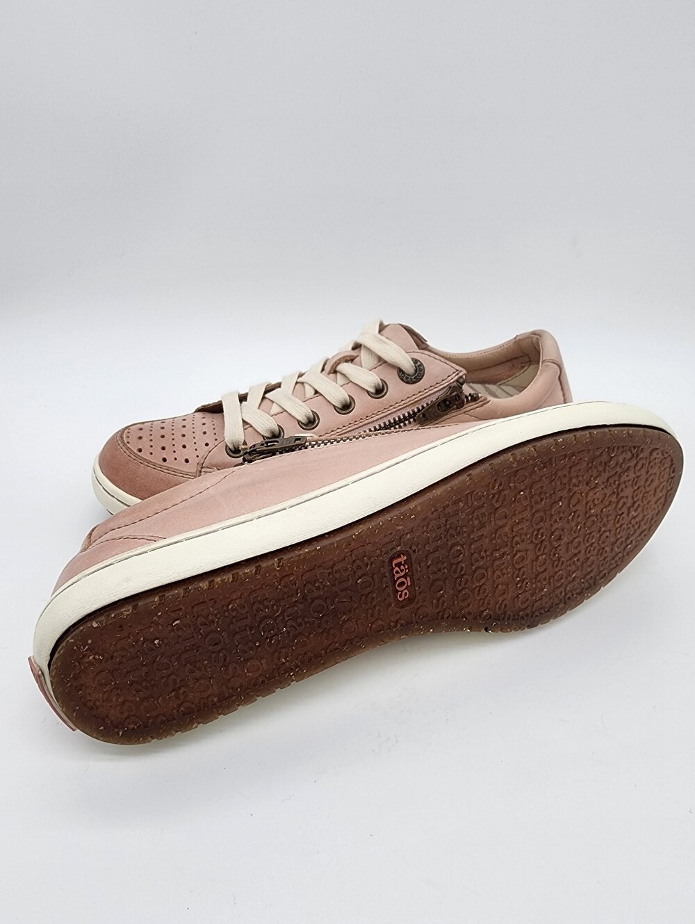 Taos Zipster Leather Sneakers Blush Pink Lace Up Zipper Size 7 - Picture 12 of 16